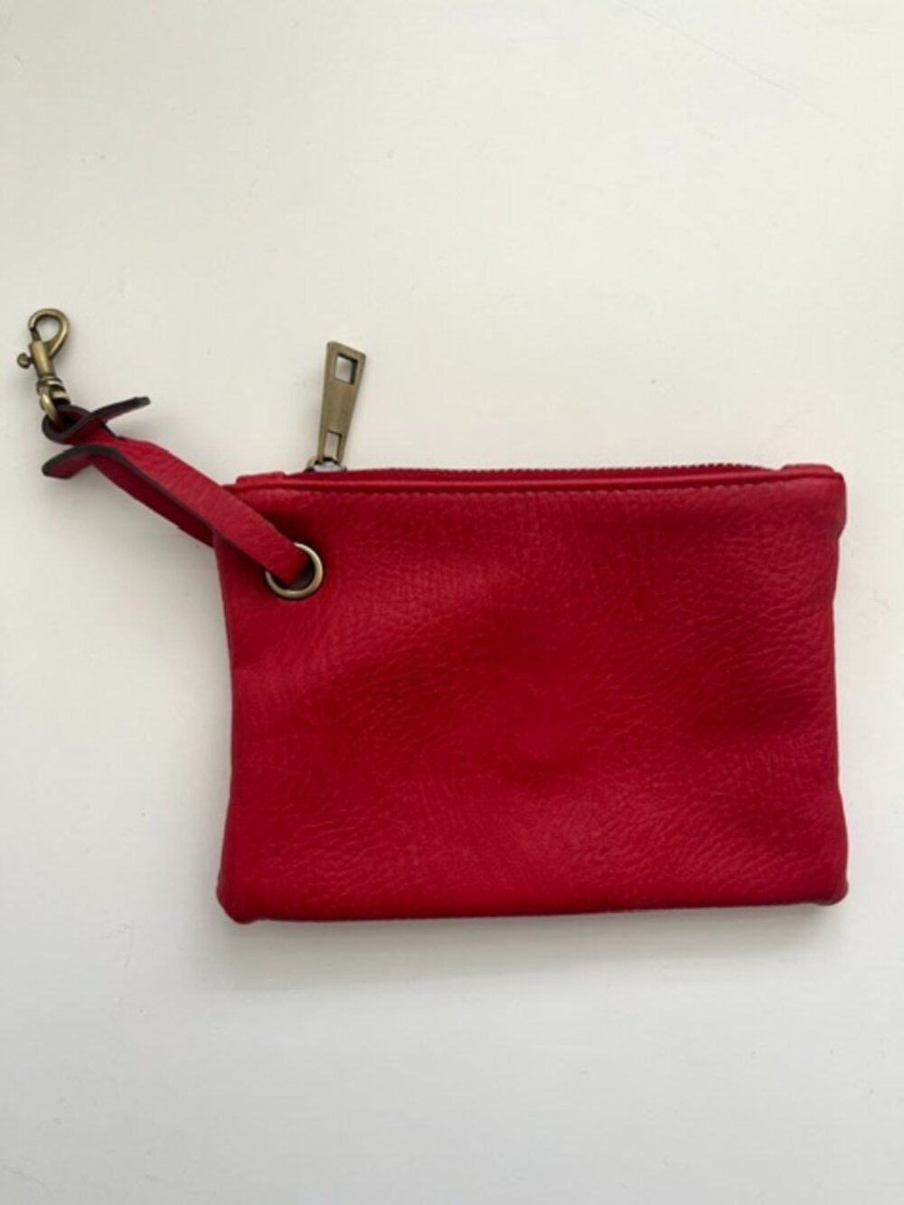 Free People Red Pebbled Faux Leather Wallet Pouch